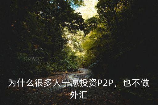 為什么很多人寧愿投資P2P，也不做外匯