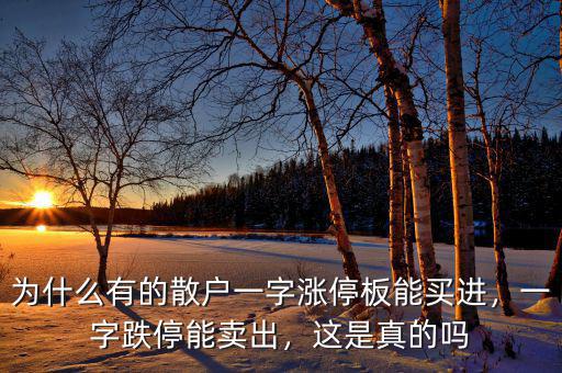 為什么有的散戶一字漲停板能買進(jìn)，一字跌停能賣出，這是真的嗎