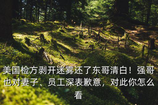 美國(guó)檢方剝開迷霧還了東哥清白！強(qiáng)哥也對(duì)妻子、員工深表歉意，對(duì)此你怎么看
