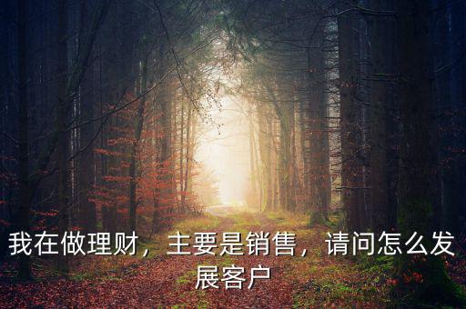 我在做理財，主要是銷售，請問怎么發(fā)展客戶