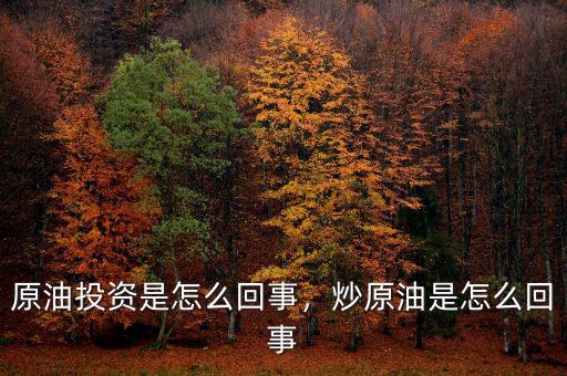 原油投資是怎么回事，炒原油是怎么回事