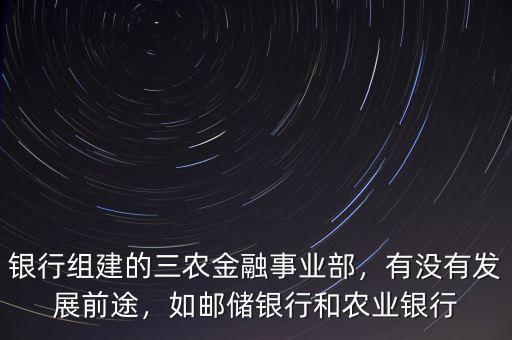 銀行組建的三農(nóng)金融事業(yè)部，有沒有發(fā)展前途，如郵儲(chǔ)銀行和農(nóng)業(yè)銀行