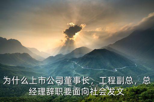 為什么上市公司董事長，工程副總，總經理辭職要面向社會發(fā)文