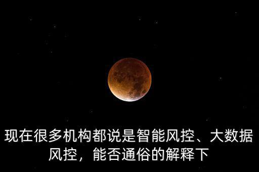 現(xiàn)在很多機構(gòu)都說是智能風(fēng)控、大數(shù)據(jù)風(fēng)控，能否通俗的解釋下