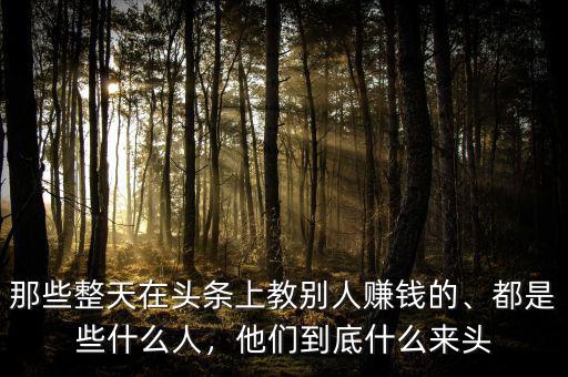 那些整天在頭條上教別人賺錢的、都是些什么人，他們到底什么來頭