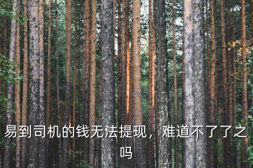 易到用車提司機(jī)多少點(diǎn),易到司機(jī)的錢(qián)無(wú)法提現(xiàn)