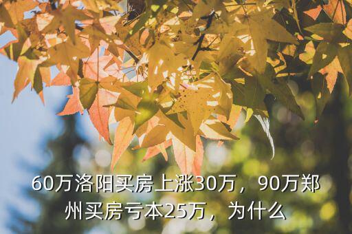 60萬(wàn)洛陽(yáng)買(mǎi)房上漲30萬(wàn)，90萬(wàn)鄭州買(mǎi)房虧本25萬(wàn)，為什么
