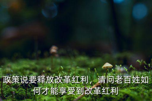政策說要釋放改革紅利，請問老百姓如何才能享受到改革紅利