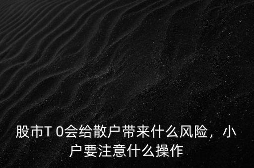 股市T 0會給散戶帶來什么風(fēng)險，小戶要注意什么操作