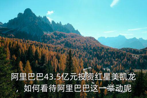 阿里巴巴43.5億元投資紅星美凱龍，如何看待阿里巴巴這一舉動呢