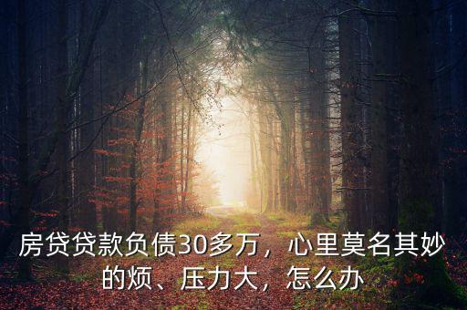 房貸貸款負(fù)債30多萬，心里莫名其妙的煩、壓力大，怎么辦