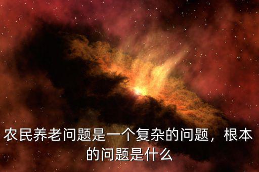 農(nóng)民養(yǎng)老問題是一個復(fù)雜的問題，根本的問題是什么