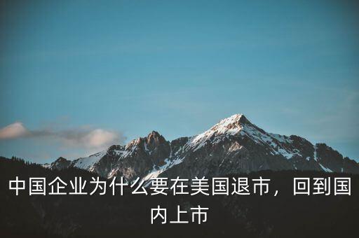中國企業(yè)為什么要在美國退市，回到國內(nèi)上市