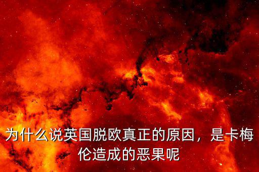 為什么說英國脫歐真正的原因，是卡梅倫造成的惡果呢