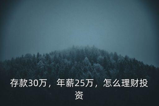 存款30萬，年薪25萬，怎么理財(cái)投資