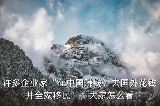 許多企業(yè)家“在中國賺錢，去國外花錢并全家移民”，大家怎么看