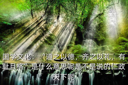 國(guó)學(xué)文化：“道之以德，齊之以禮，有恥且格”是什么意思呢是不是說(shuō)的仁政天下呢