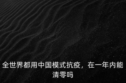 全世界都用中國模式抗疫，在一年內(nèi)能清零嗎
