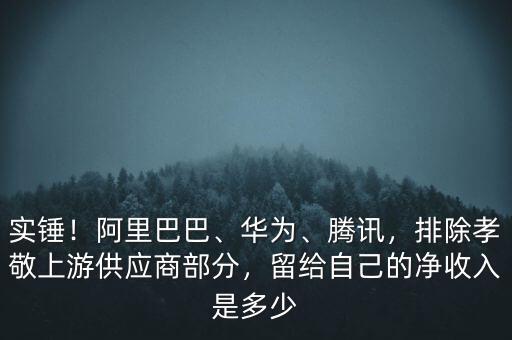 實(shí)錘！阿里巴巴、華為、騰訊，排除孝敬上游供應(yīng)商部分，留給自己的凈收入是多少