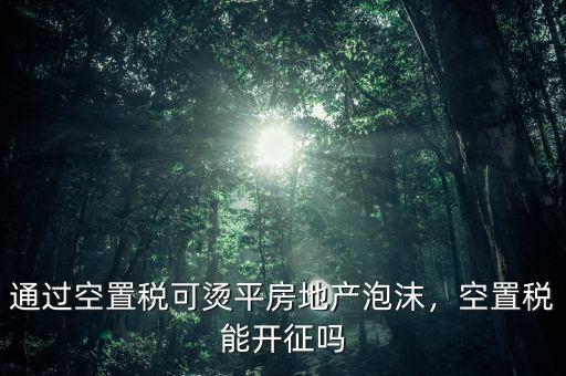 通過空置稅可燙平房地產(chǎn)泡沫，空置稅能開征嗎