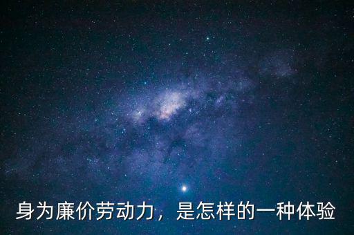 身為廉價勞動力，是怎樣的一種體驗