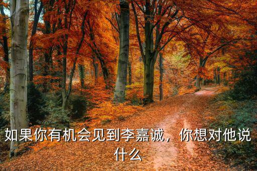 如果你有機(jī)會(huì)見(jiàn)到李嘉誠(chéng)，你想對(duì)他說(shuō)什么