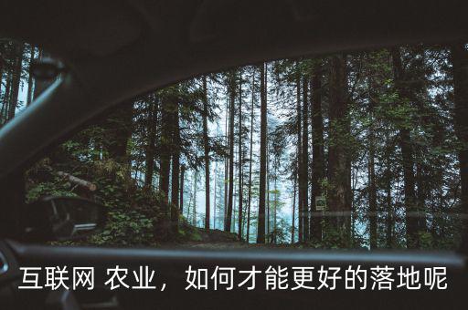 互聯(lián)網(wǎng) 農(nóng)業(yè)，如何才能更好的落地呢