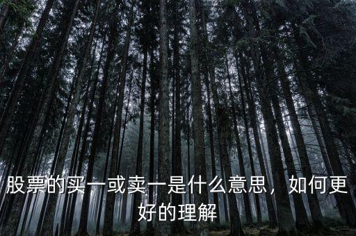 股票的買一或賣一是什么意思，如何更好的理解