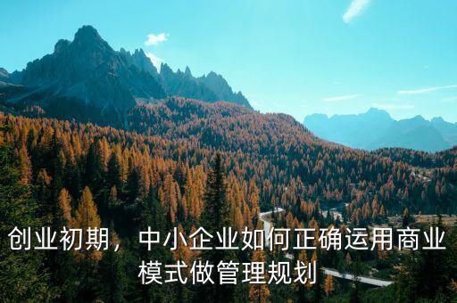 創(chuàng)業(yè)初期，中小企業(yè)如何正確運用商業(yè)模式做管理規(guī)劃