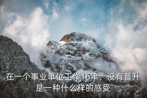 在一個(gè)事業(yè)單位工作16年，沒(méi)有晉升是一種什么樣的感受