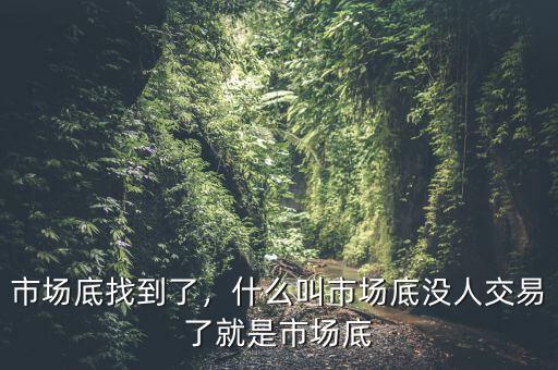市場(chǎng)底找到了，什么叫市場(chǎng)底沒人交易了就是市場(chǎng)底