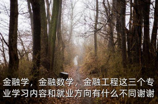 金融學(xué)，金融數(shù)學(xué)，金融工程這三個(gè)專業(yè)學(xué)習(xí)內(nèi)容和就業(yè)方向有什么不同謝謝