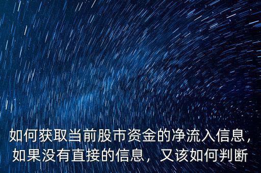 如何獲取當前股市資金的凈流入信息，如果沒有直接的信息，又該如何判斷