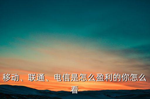 移動(dòng)、聯(lián)通、電信是怎么盈利的你怎么看
