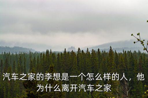 汽車之家的李想是一個怎么樣的人，他為什么離開汽車之家