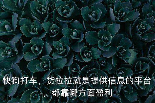 快狗打車，貨拉拉就是提供信息的平臺(tái)，都靠哪方面盈利