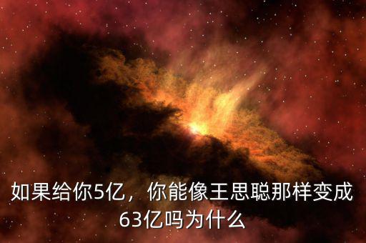 如果給你5億，你能像王思聰那樣變成63億嗎為什么