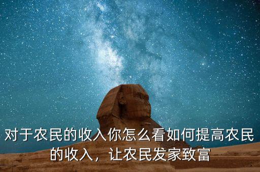 對于農民的收入你怎么看如何提高農民的收入，讓農民發(fā)家致富
