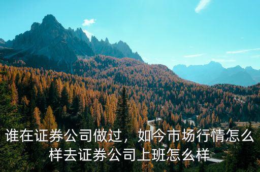 誰(shuí)在證券公司做過(guò)，如今市場(chǎng)行情怎么樣去證券公司上班怎么樣