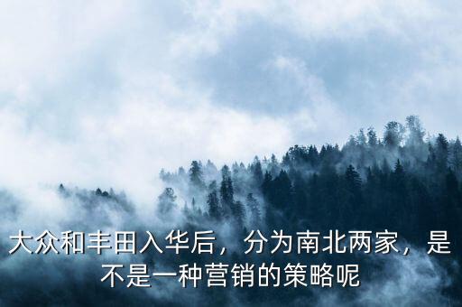 大眾和豐田入華后，分為南北兩家，是不是一種營銷的策略呢