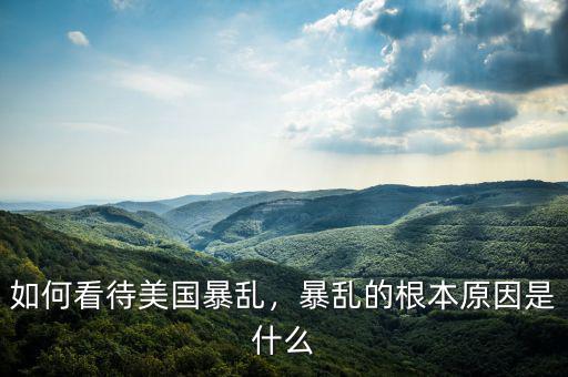 如何看待美國暴亂，暴亂的根本原因是什么