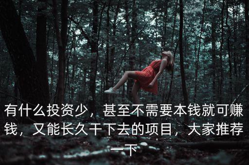 有什么投資少，甚至不需要本錢就可賺錢，又能長(zhǎng)久干下去的項(xiàng)目，大家推薦一下