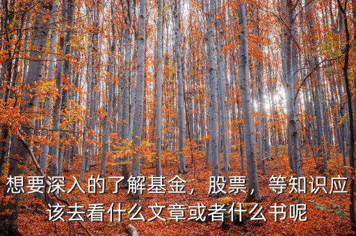 想要深入的了解基金，股票，等知識應(yīng)該去看什么文章或者什么書呢