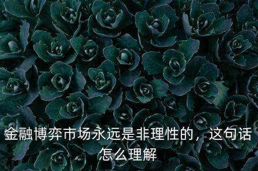 金融博弈市場永遠是非理性的，這句話怎么理解