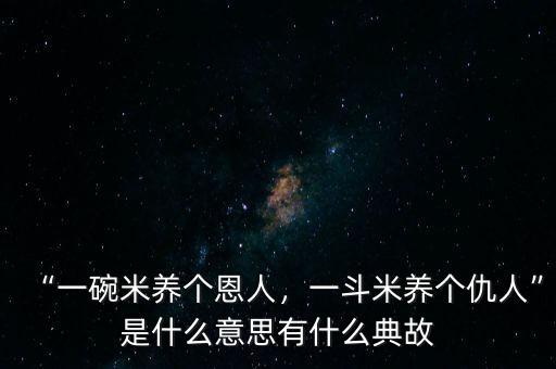 “一碗米養(yǎng)個恩人，一斗米養(yǎng)個仇人”是什么意思有什么典故