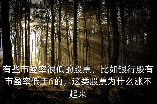 有些市盈率很低的股票，比如銀行股有市盈率低于6的，這類股票為什么漲不起來