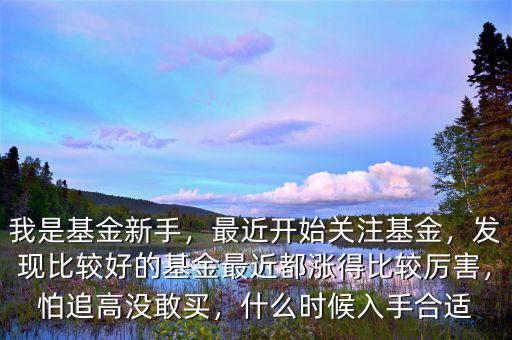 我是基金新手，最近開(kāi)始關(guān)注基金，發(fā)現(xiàn)比較好的基金最近都漲得比較厲害，怕追高沒(méi)敢買(mǎi)，什么時(shí)候入手合適