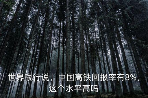 世界銀行說，中國高鐵回報(bào)率有8%，這個(gè)水平高嗎