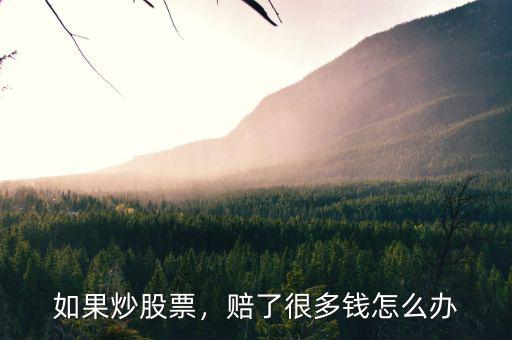 如果炒股票，賠了很多錢怎么辦