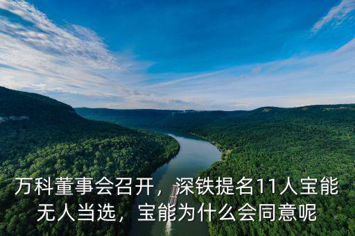 萬(wàn)科董事會(huì)召開(kāi)，深鐵提名11人寶能無(wú)人當(dāng)選，寶能為什么會(huì)同意呢
